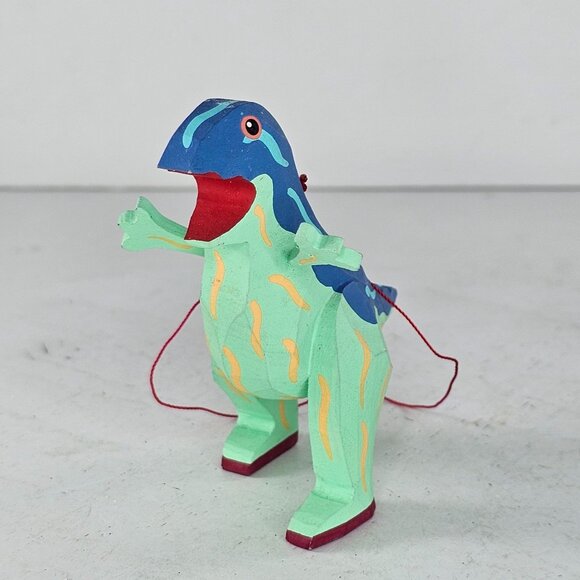 Handcrafted Wooden Dinosaur Ornament Christmas Decor Tyrannosaurus Rex - Picture 3 of 8